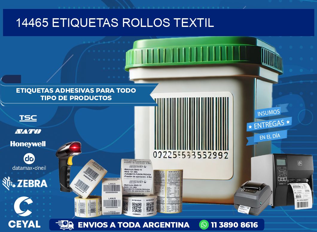 14465 etiquetas rollos TEXTIL