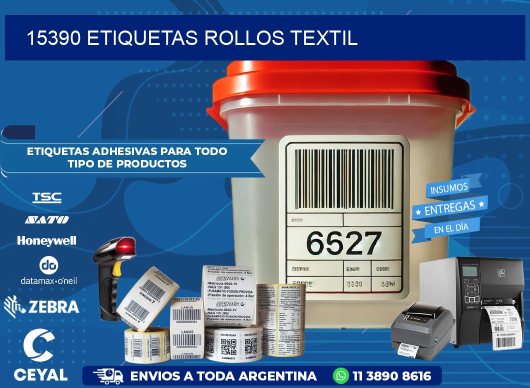 15390 etiquetas rollos TEXTIL