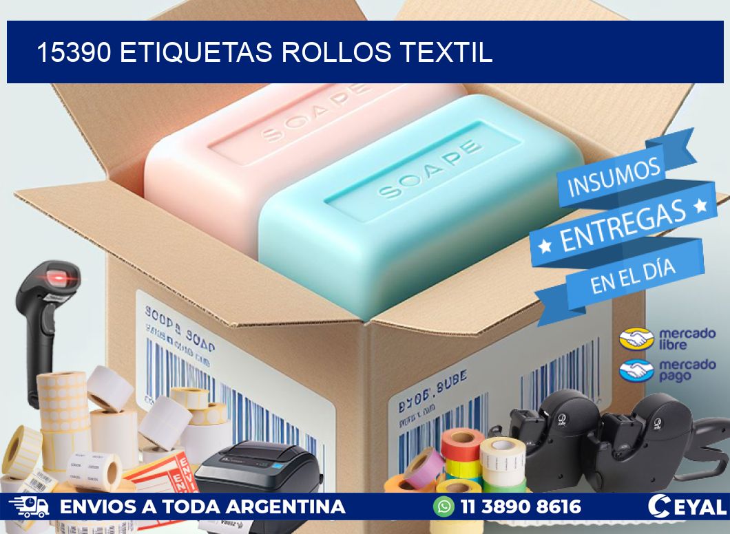 15390 etiquetas rollos TEXTIL