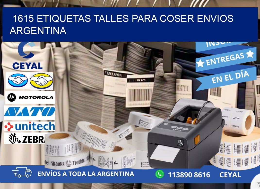1615 ETIQUETAS TALLES PARA COSER ENVIOS ARGENTINA
