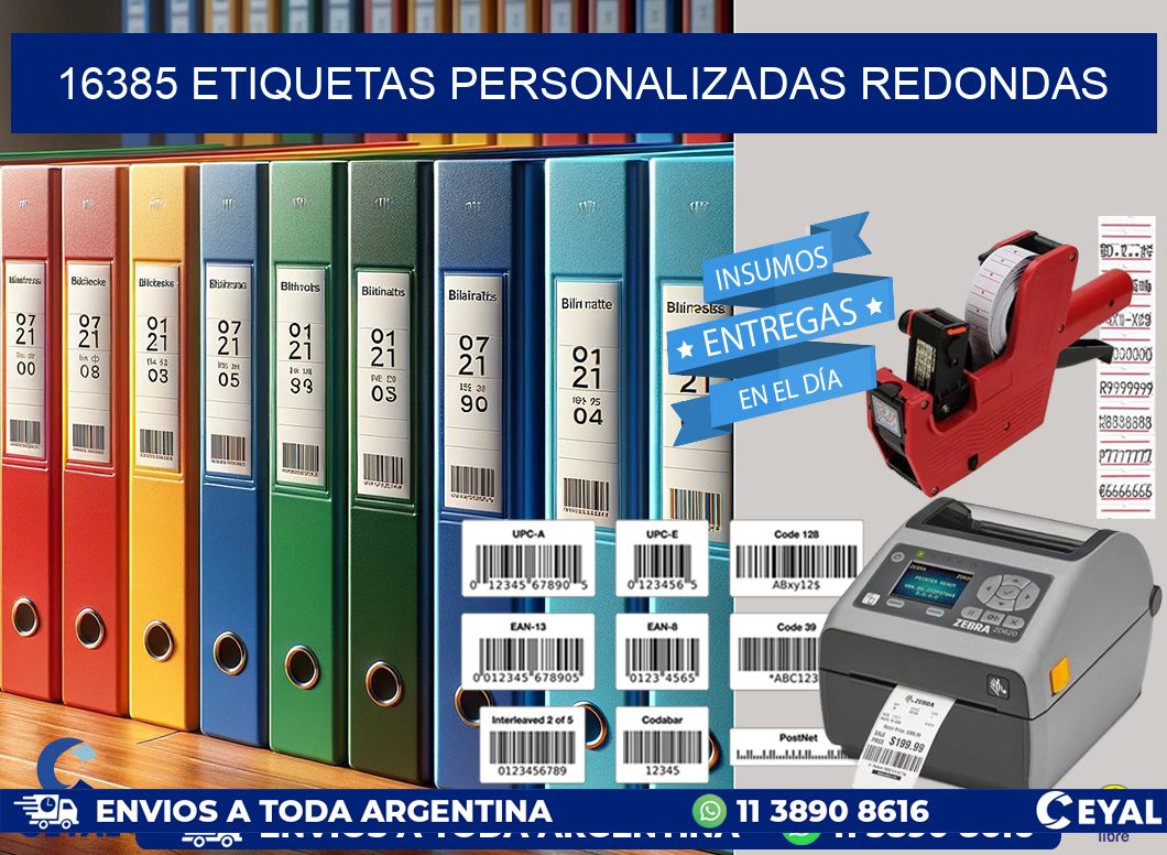 16385 Etiquetas personalizadas redondas