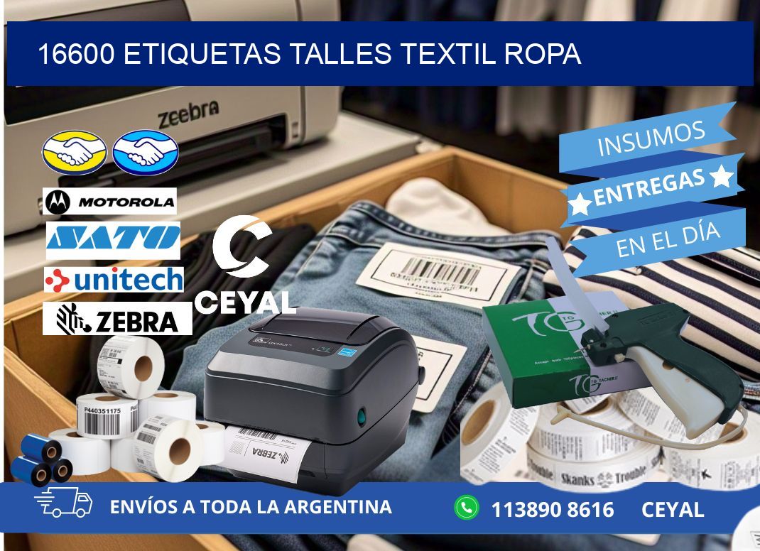 16600 ETIQUETAS TALLES TEXTIL ROPA
