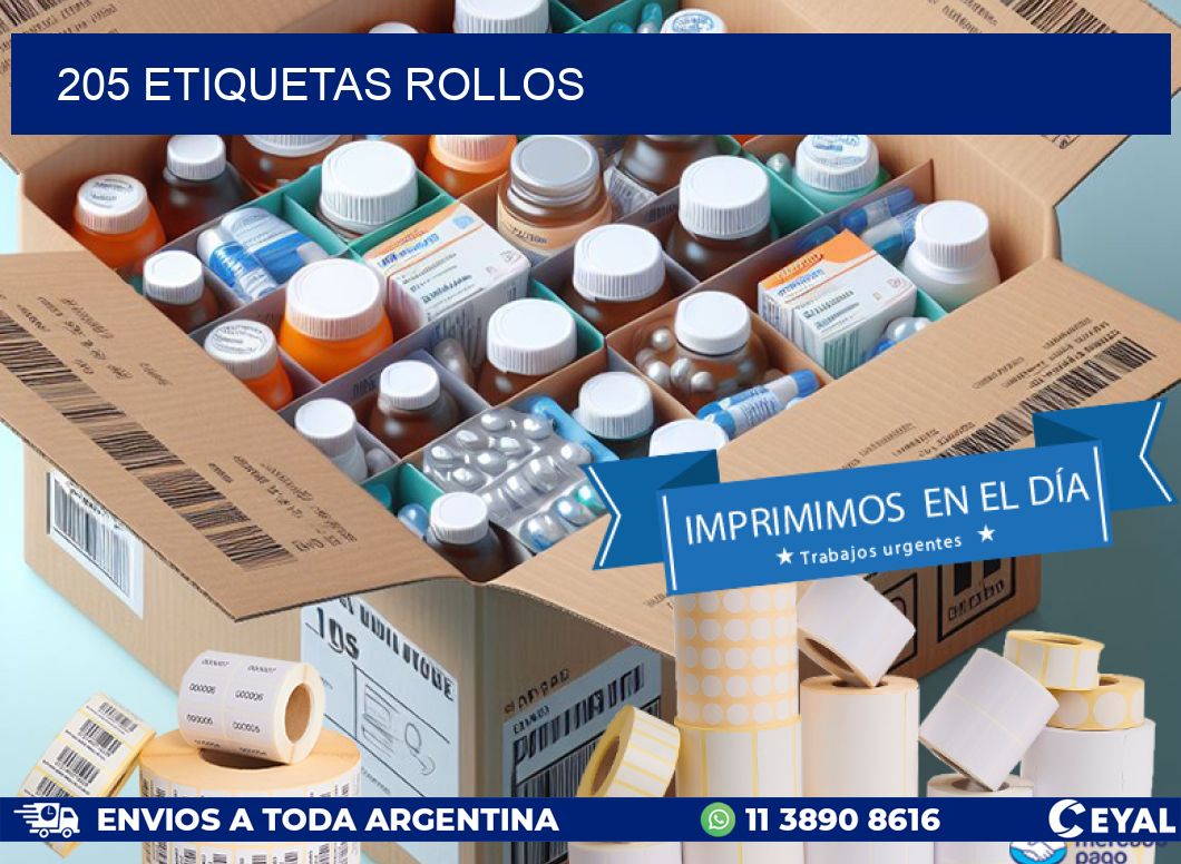 205 etiquetas rollos