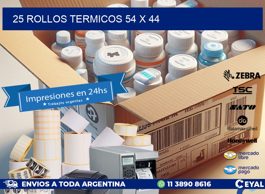 25 ROLLOS TERMICOS 54 x 44