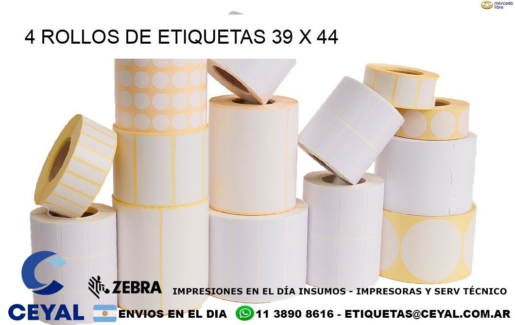 4 ROLLOS DE ETIQUETAS 39 x 44