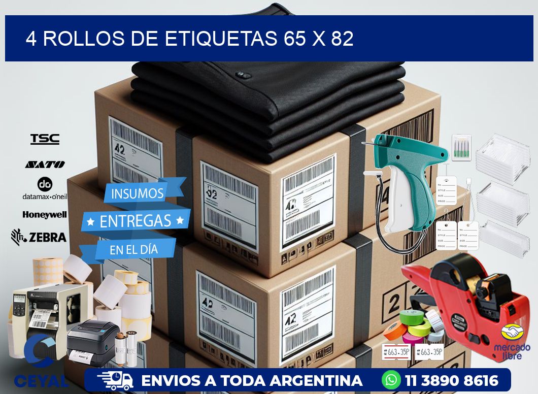 4 ROLLOS DE ETIQUETAS 65 x 82