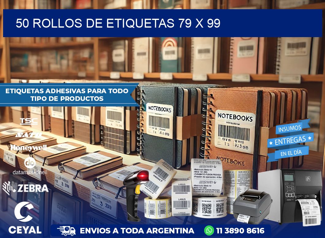 50 ROLLOS DE ETIQUETAS 79 x 99