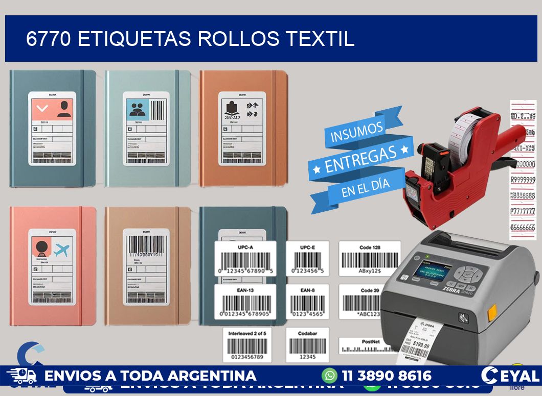 6770 etiquetas rollos TEXTIL