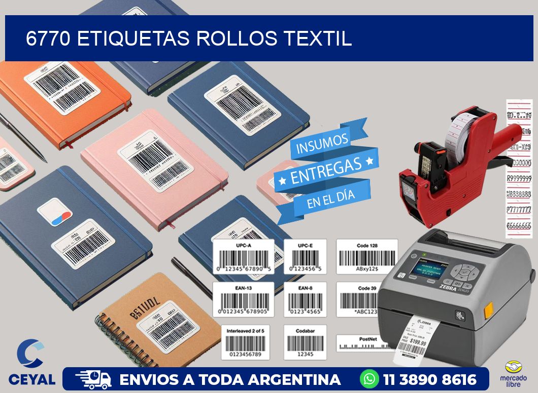 6770 etiquetas rollos TEXTIL