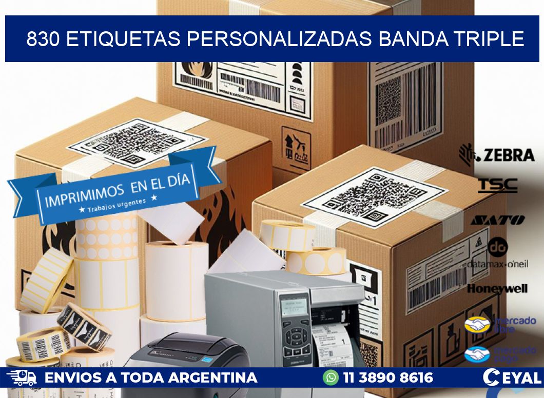 830 Etiquetas personalizadas banda triple