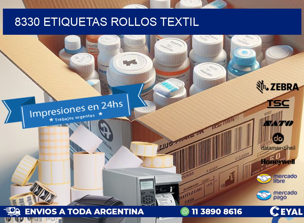 8330 etiquetas rollos TEXTIL