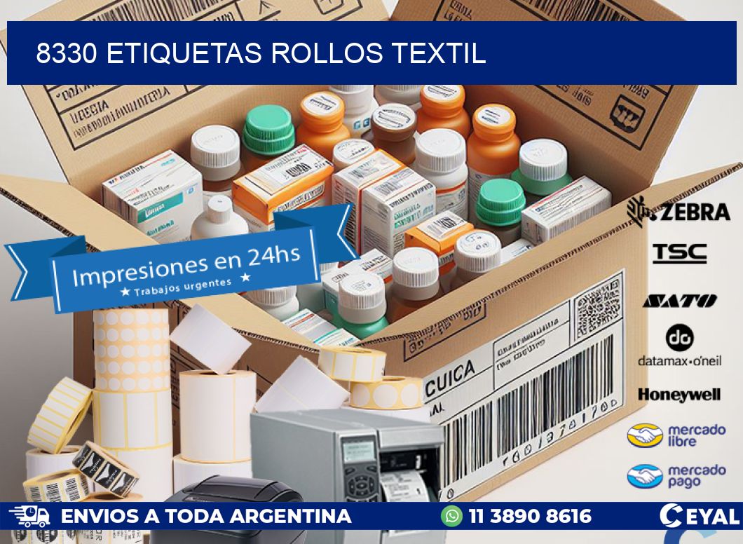 8330 etiquetas rollos TEXTIL