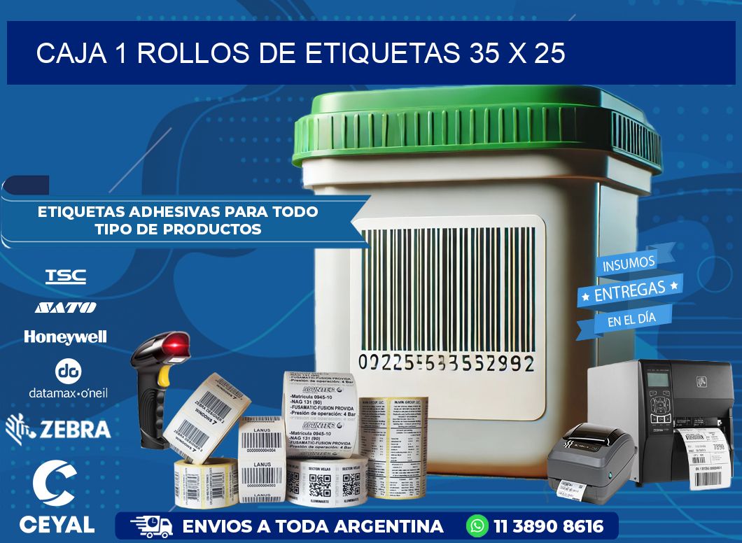 CAJA 1 ROLLOS DE ETIQUETAS 35 x 25