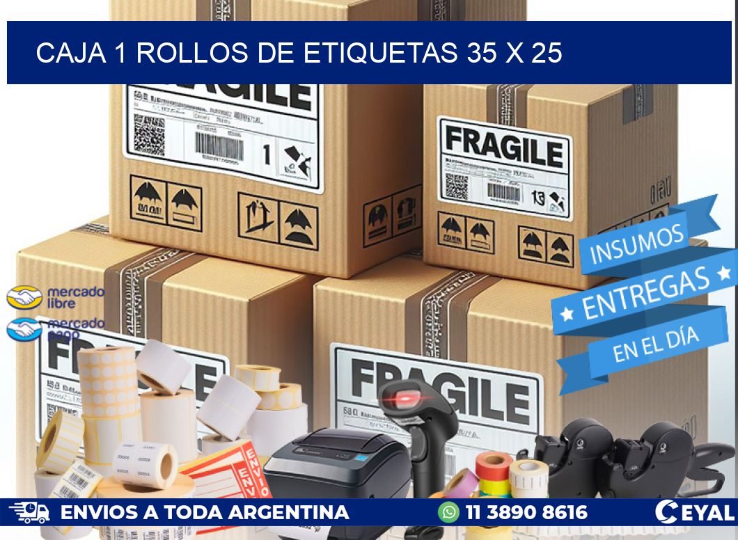 CAJA 1 ROLLOS DE ETIQUETAS 35 x 25