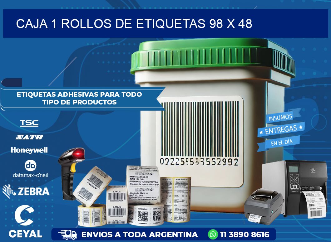 CAJA 1 ROLLOS DE ETIQUETAS 98 x 48