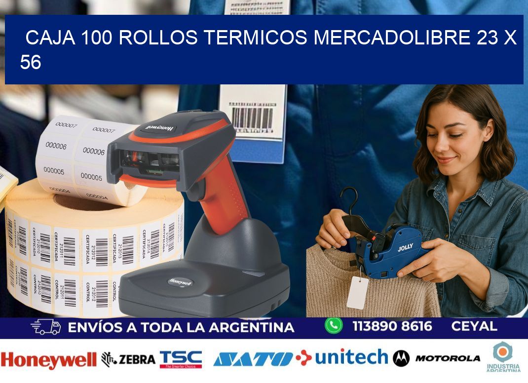 CAJA 100 ROLLOS TERMICOS MERCADOLIBRE 23 x 56
