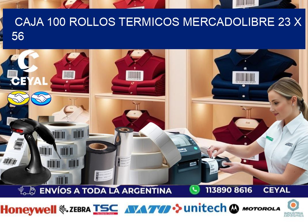 CAJA 100 ROLLOS TERMICOS MERCADOLIBRE 23 x 56