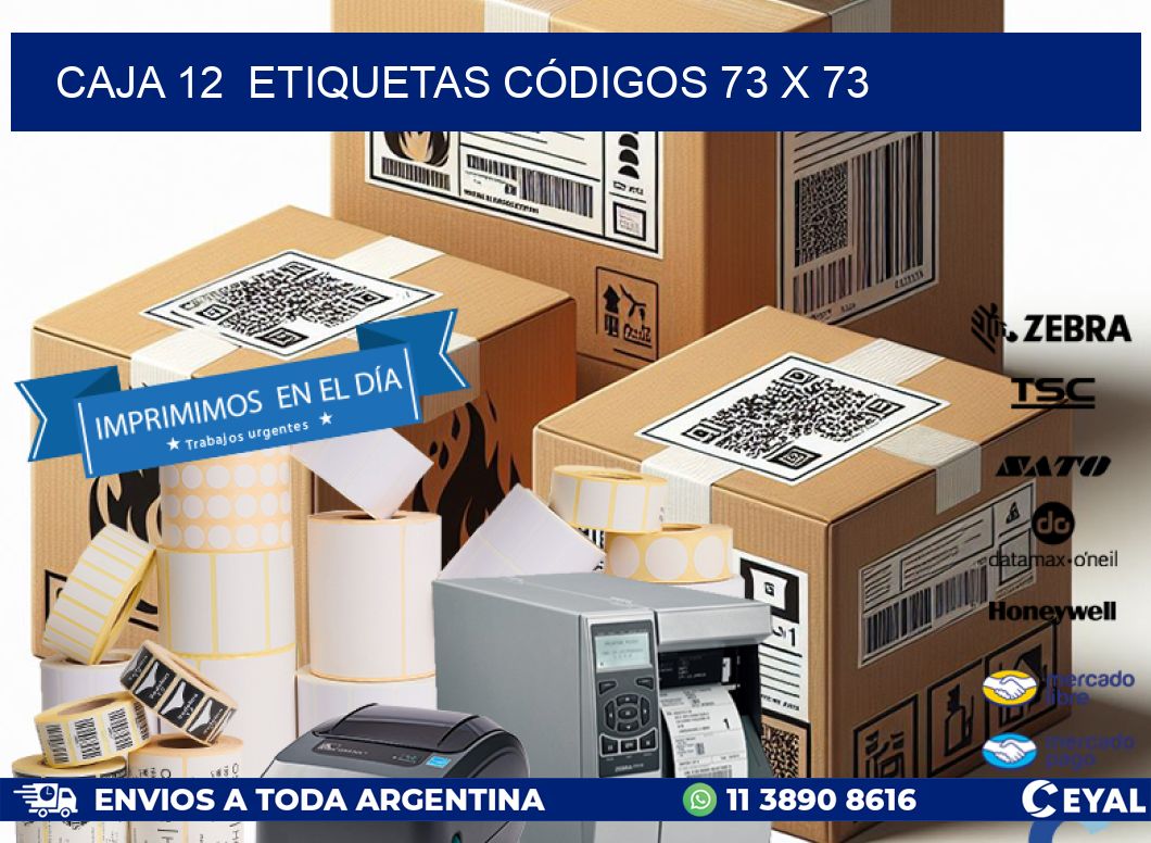 CAJA 12  ETIQUETAS CÓDIGOS 73 x 73
