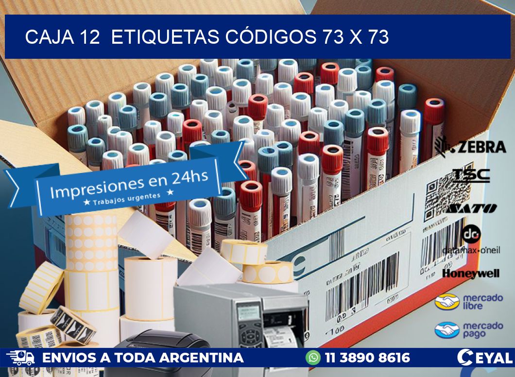 CAJA 12  ETIQUETAS CÓDIGOS 73 x 73