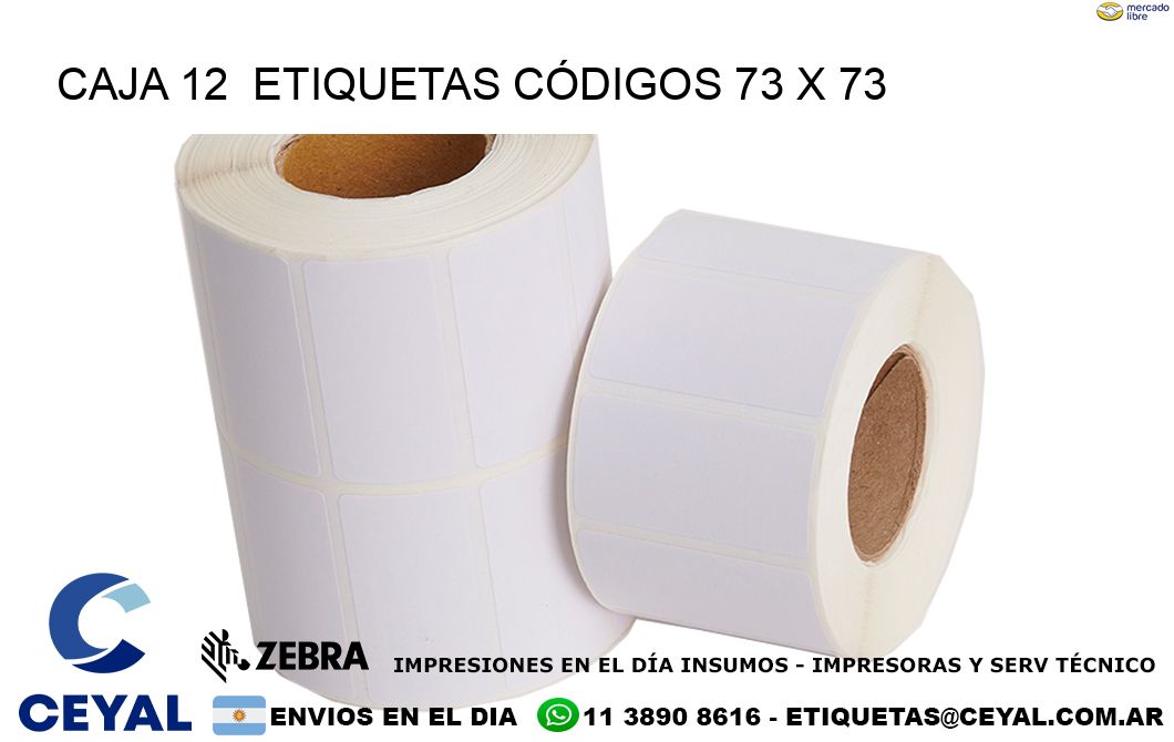 CAJA 12  ETIQUETAS CÓDIGOS 73 x 73