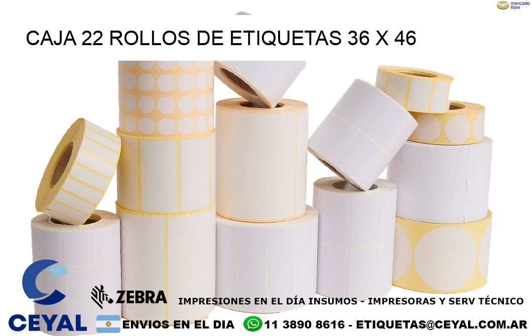CAJA 22 ROLLOS DE ETIQUETAS 36 x 46