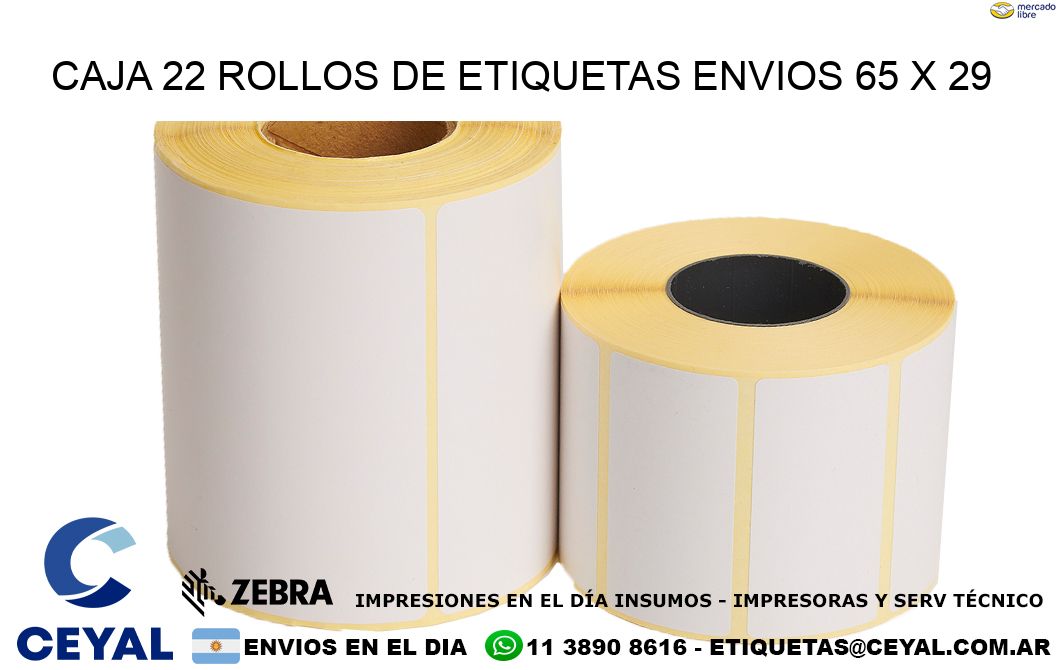 CAJA 22 ROLLOS DE ETIQUETAS ENVIOS 65 x 29