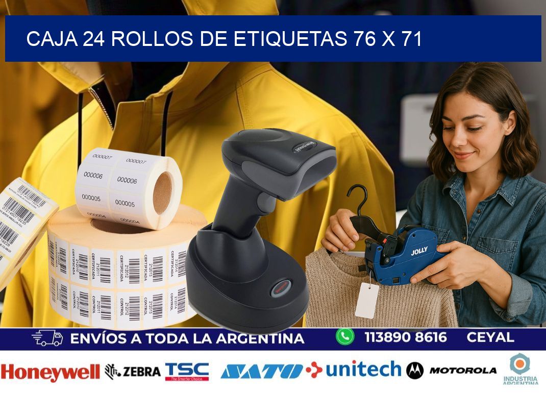CAJA 24 ROLLOS DE ETIQUETAS 76 x 71