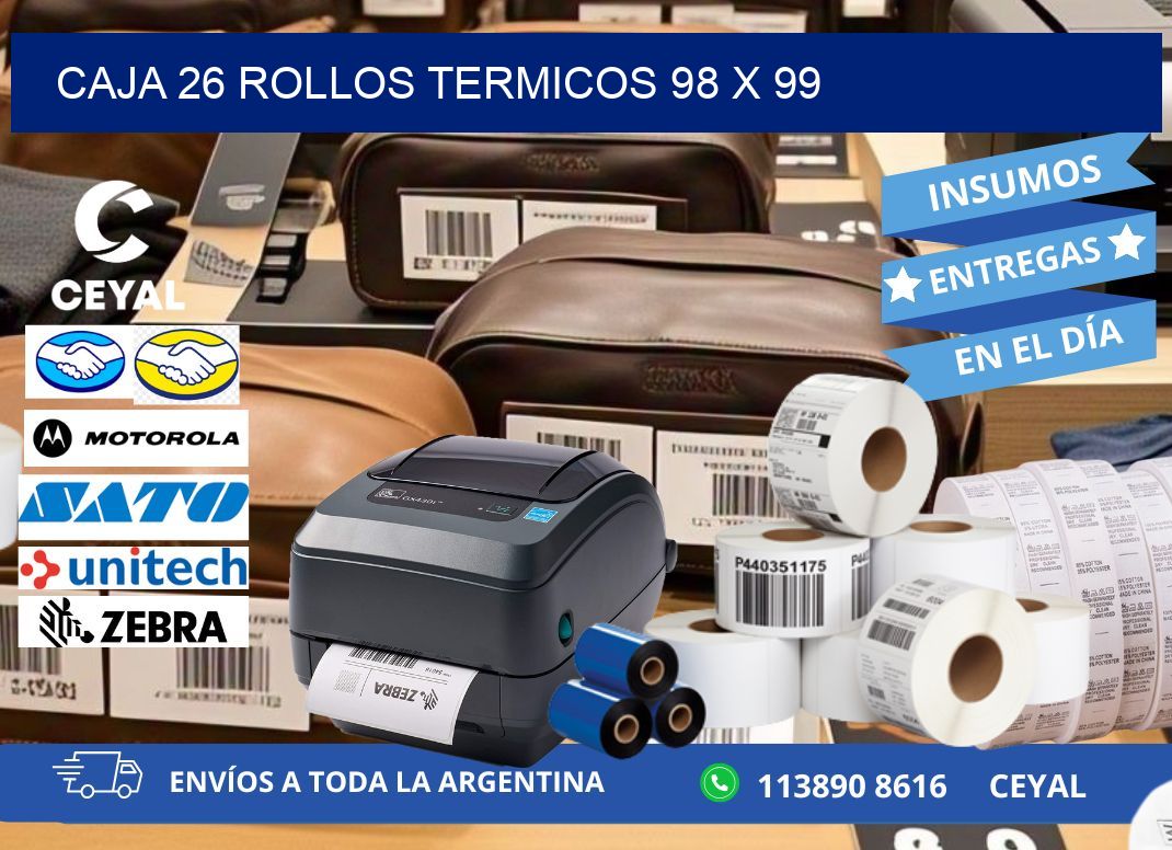 CAJA 26 ROLLOS TERMICOS 98 x 99