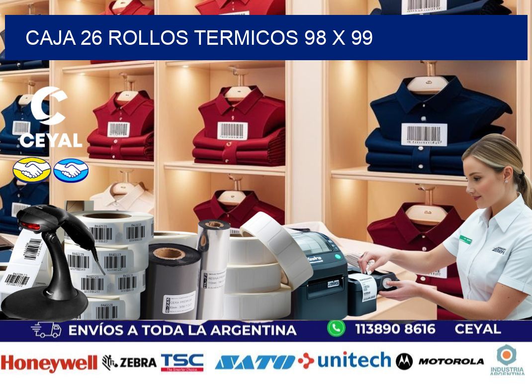 CAJA 26 ROLLOS TERMICOS 98 x 99