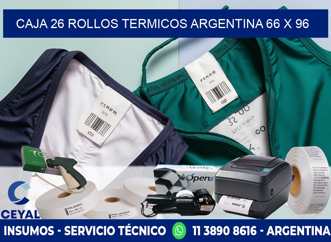 CAJA 26 ROLLOS TERMICOS ARGENTINA 66 x 96