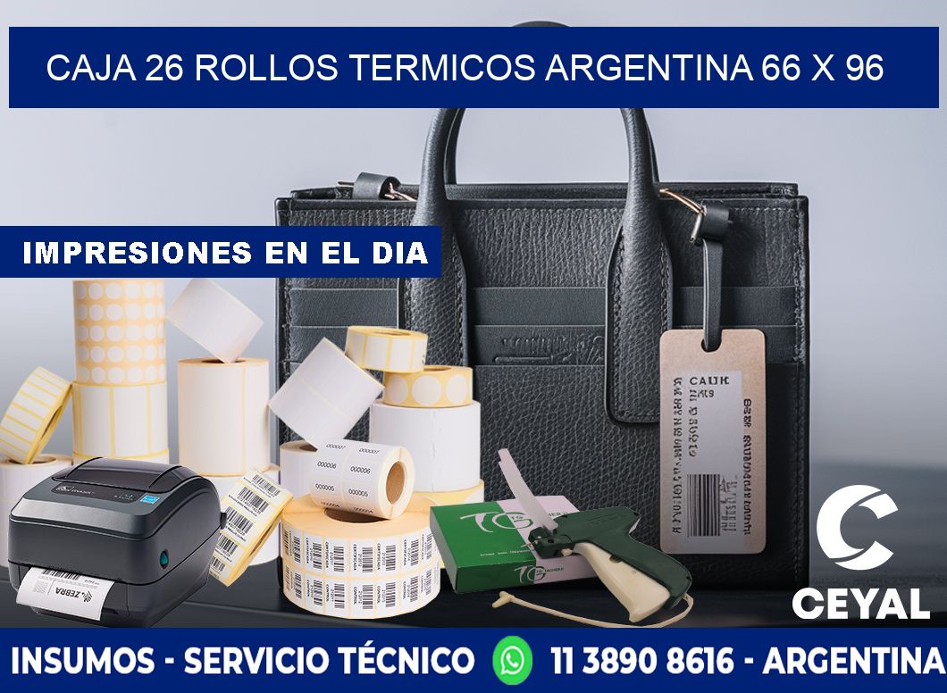 CAJA 26 ROLLOS TERMICOS ARGENTINA 66 x 96