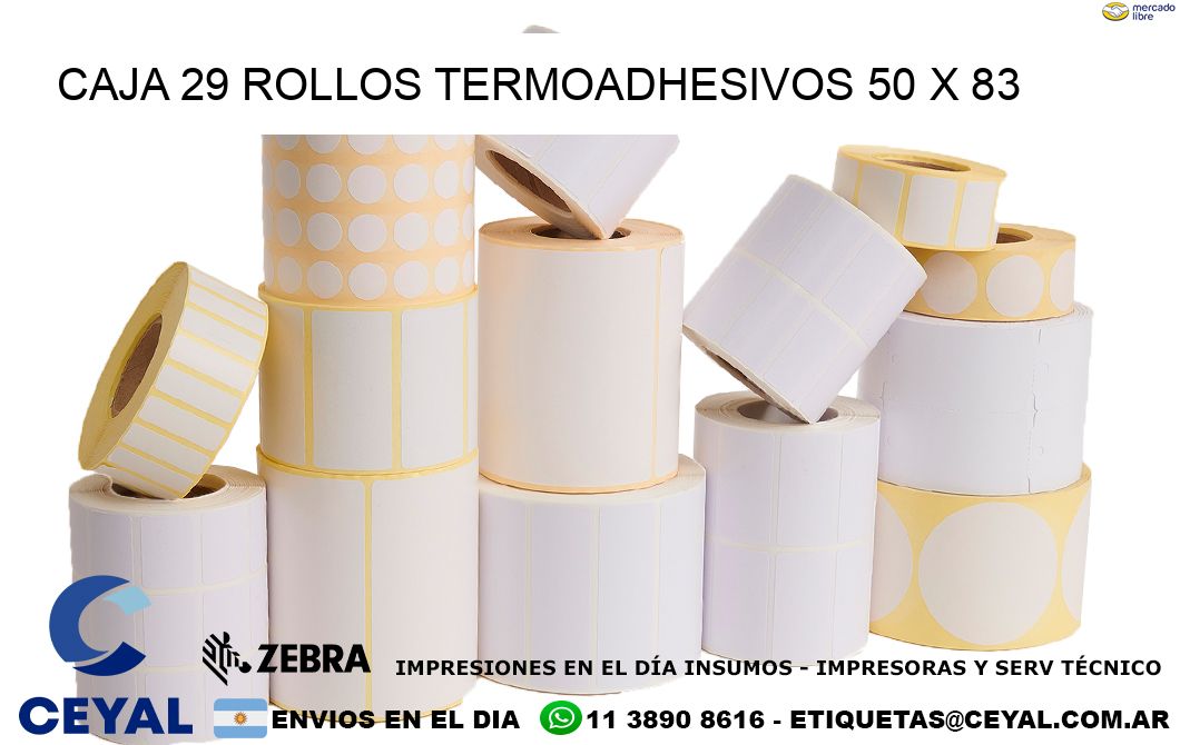 CAJA 29 ROLLOS TERMOADHESIVOS 50 x 83