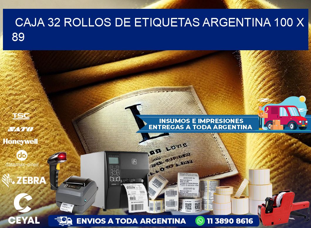 CAJA 32 ROLLOS DE ETIQUETAS ARGENTINA 100 x 89