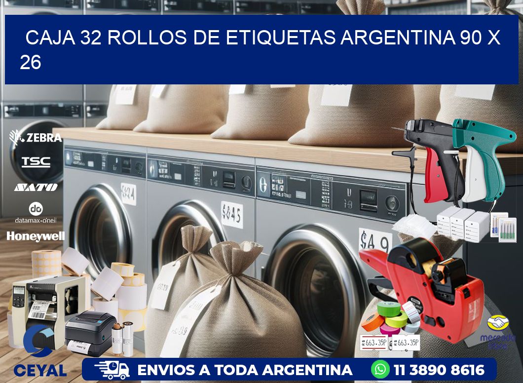 CAJA 32 ROLLOS DE ETIQUETAS ARGENTINA 90 x 26