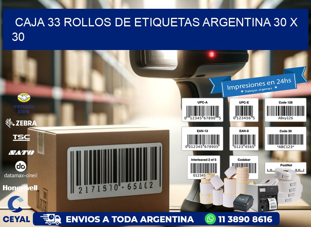 CAJA 33 ROLLOS DE ETIQUETAS ARGENTINA 30 x 30