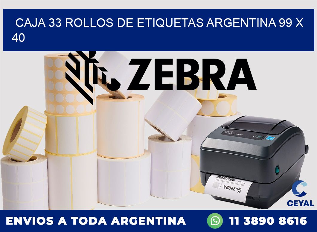 CAJA 33 ROLLOS DE ETIQUETAS ARGENTINA 99 x 40