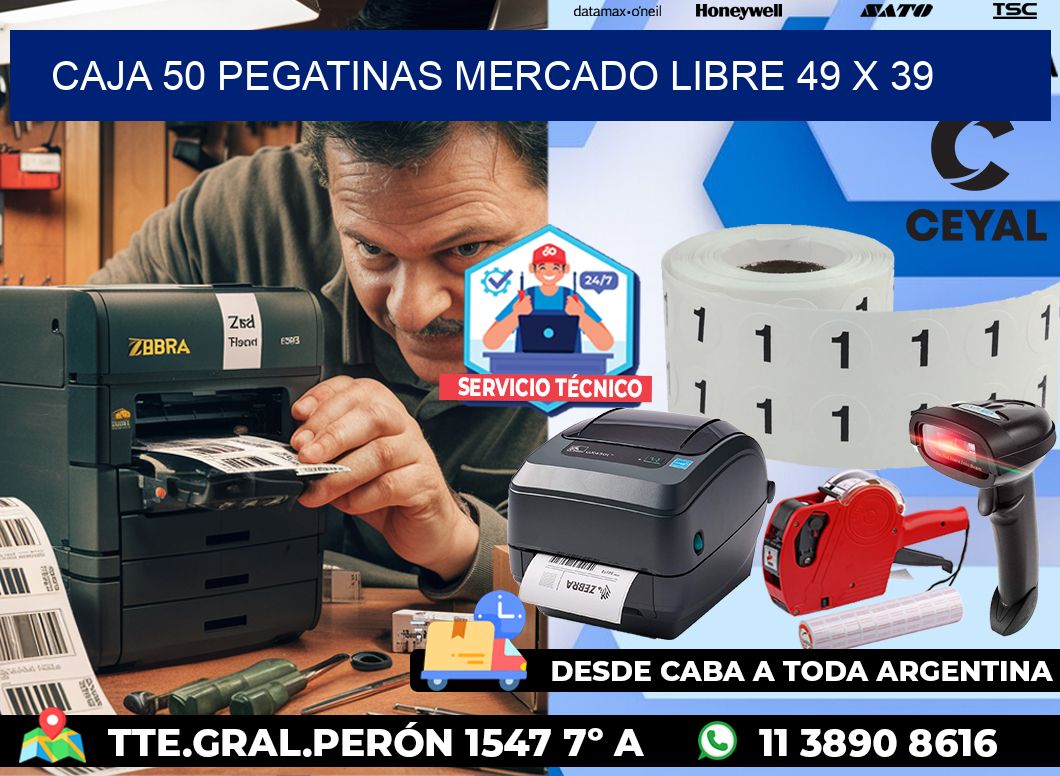 CAJA 50 PEGATINAS MERCADO LIBRE 49 x 39
