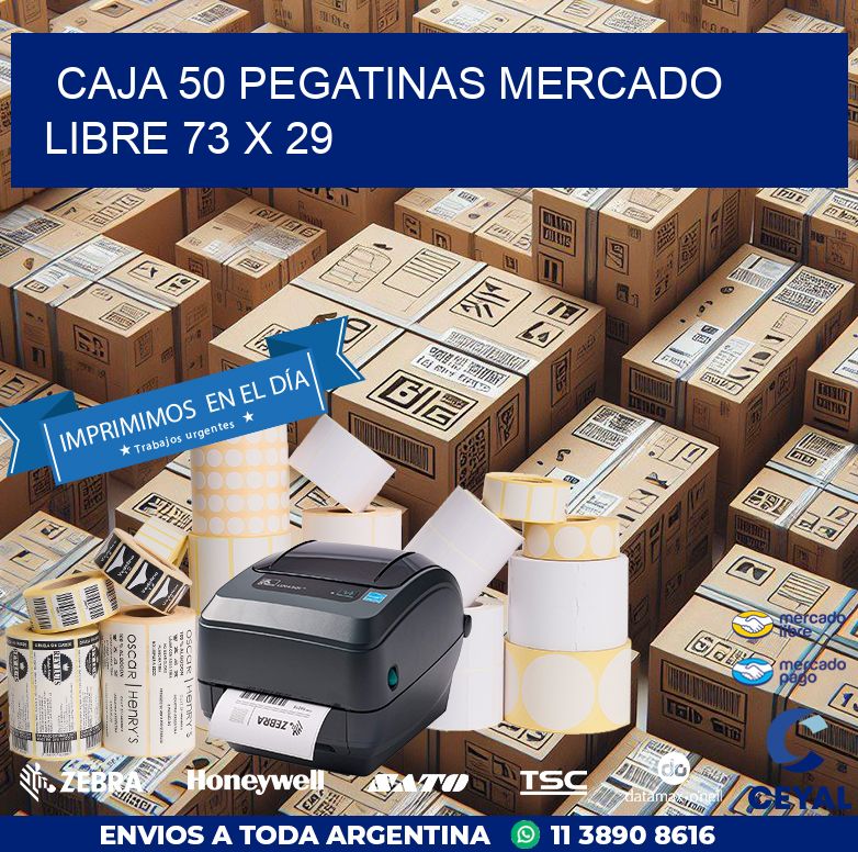 CAJA 50 PEGATINAS MERCADO LIBRE 73 x 29