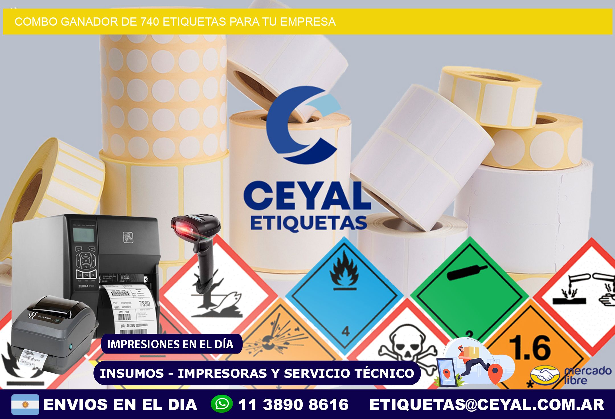 Combo ganador de 740 etiquetas para tu empresa