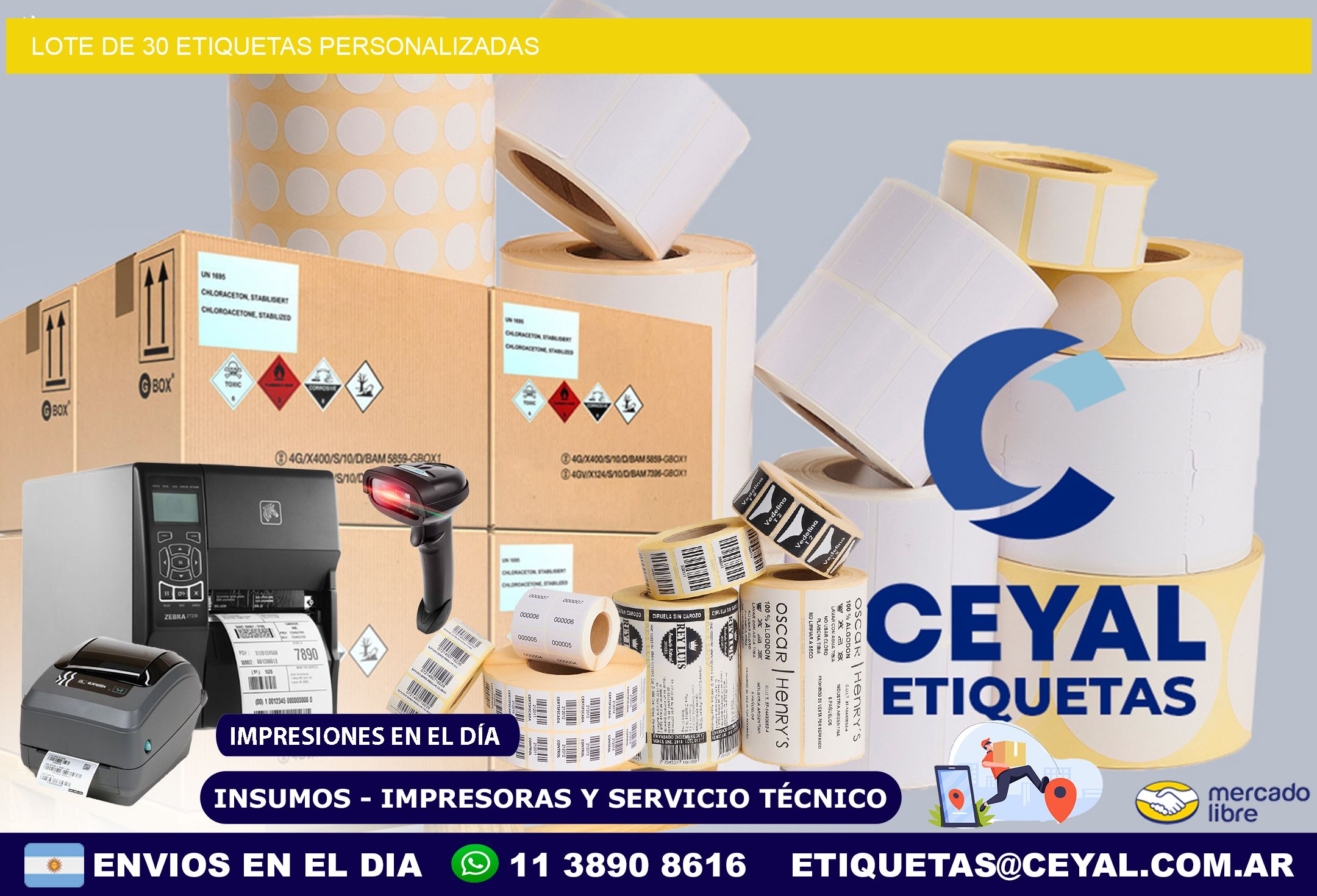 Lote de 30 etiquetas personalizadas