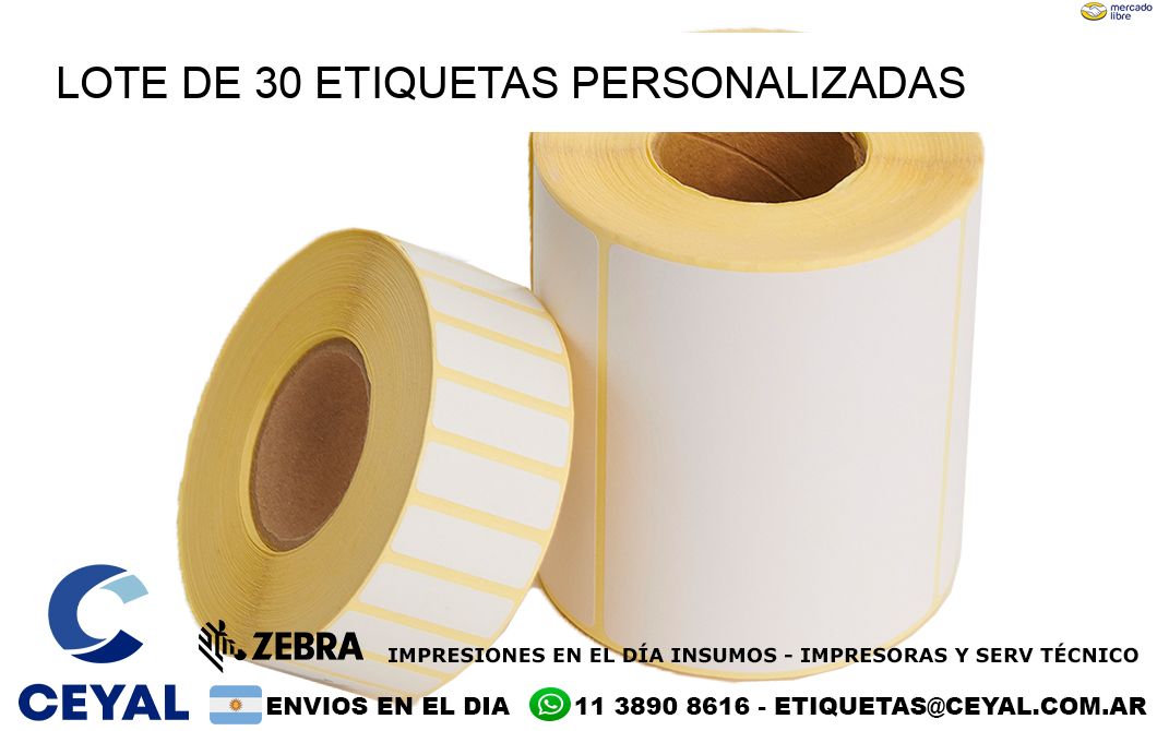 Lote de 30 etiquetas personalizadas