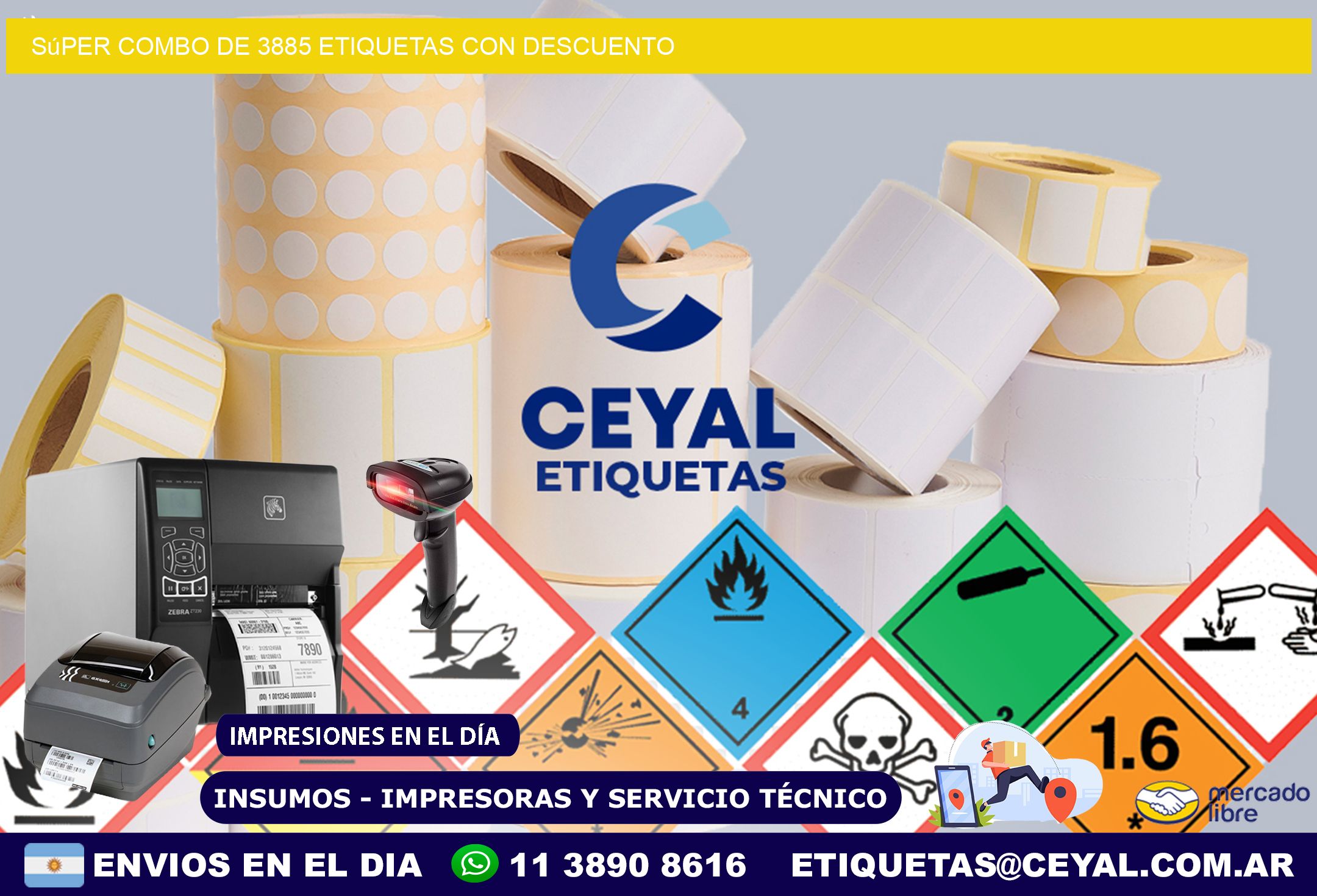 Súper combo de 3885 etiquetas con descuento