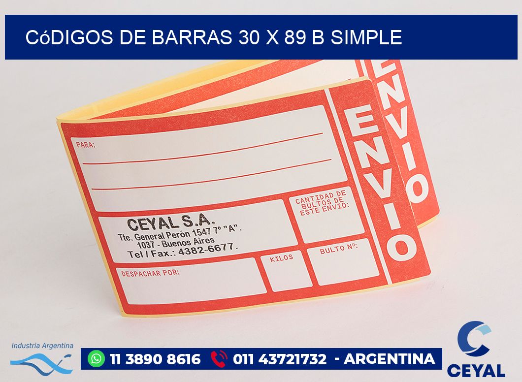 Códigos de Barras 30 x 89 b simple