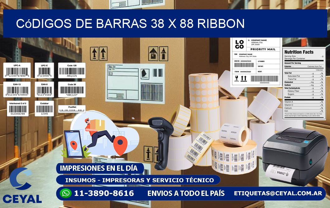 Códigos de Barras 38 x 88 ribbon