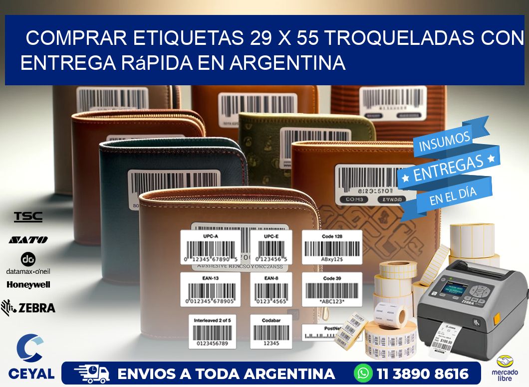 Comprar etiquetas 29 x 55 troqueladas con entrega rápida en Argentina