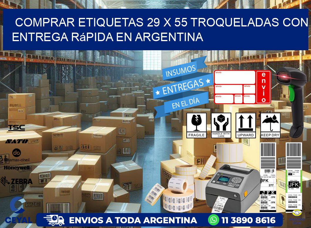 Comprar etiquetas 29 x 55 troqueladas con entrega rápida en Argentina