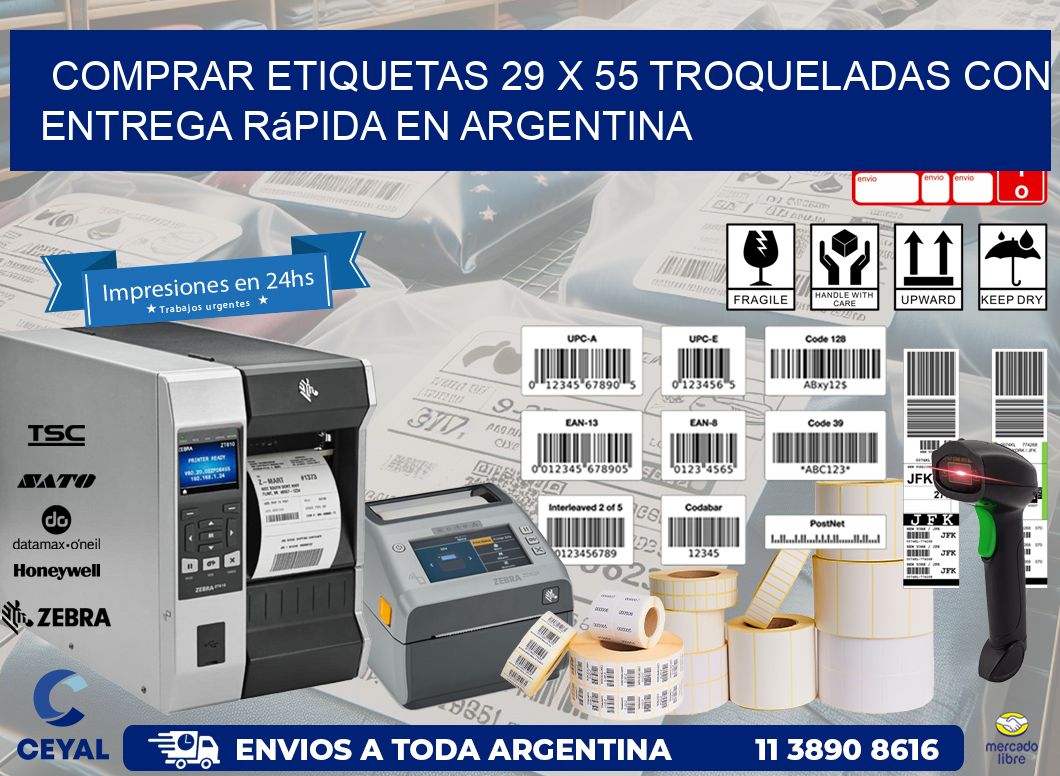 Comprar etiquetas 29 x 55 troqueladas con entrega rápida en Argentina