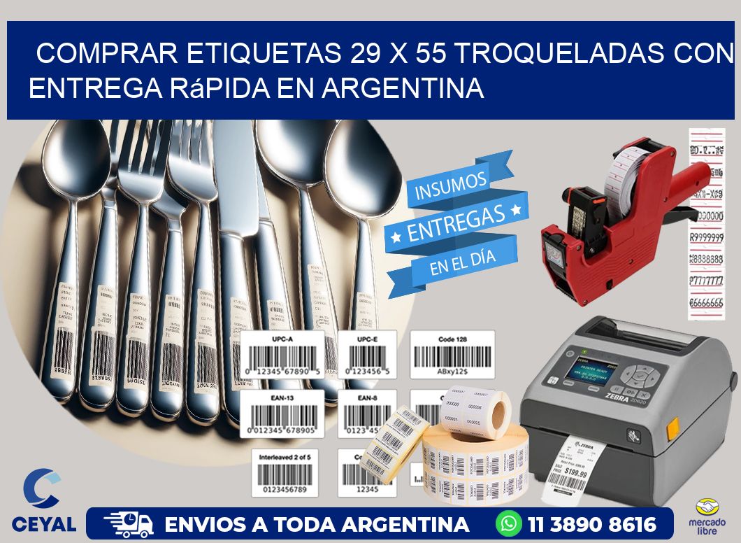 Comprar etiquetas 29 x 55 troqueladas con entrega rápida en Argentina
