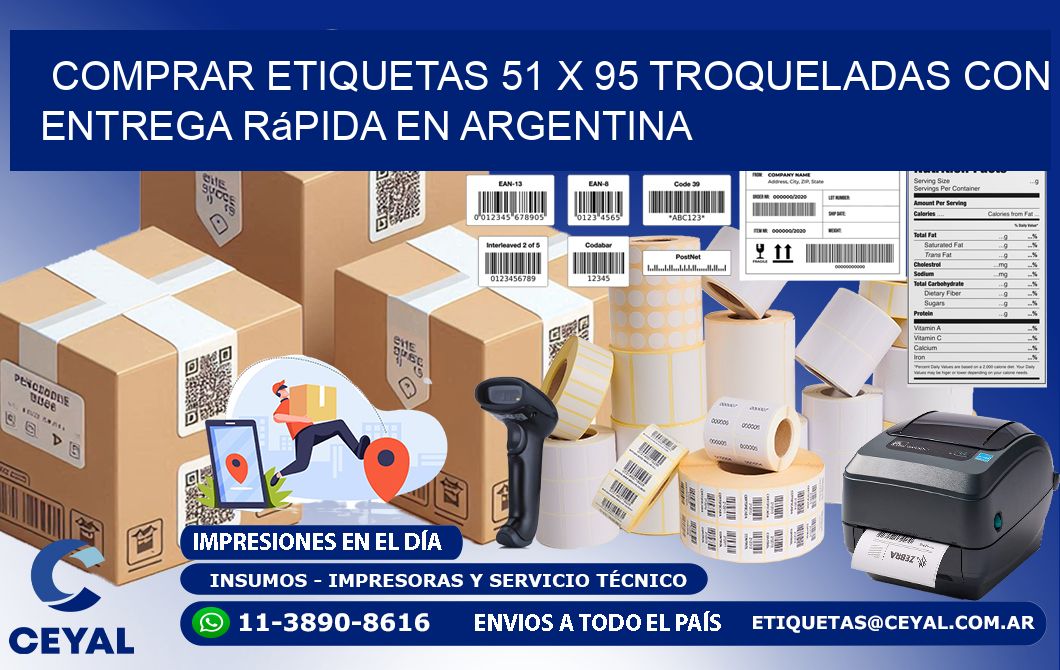 Comprar etiquetas 51 x 95 troqueladas con entrega rápida en Argentina