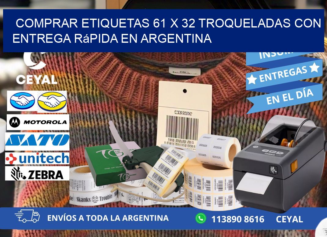 Comprar etiquetas 61 x 32 troqueladas con entrega rápida en Argentina